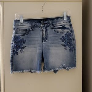 Embroidered jean shorts
